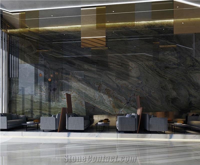Green Flowing Mountains Sintered Stone Slab