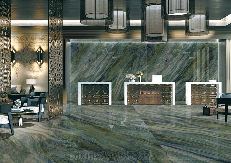 Green Flowing Mountains Sintered Stone Slab