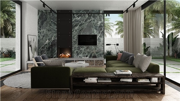 Prada Green Polished Sintered Stone Slab