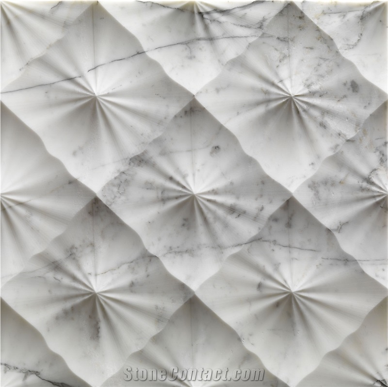 3D Wall Relief White Marble Carving Stone Panel