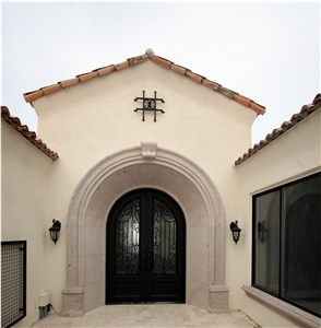 Arch Entrance Frame And Window Surround In Beige Limestone