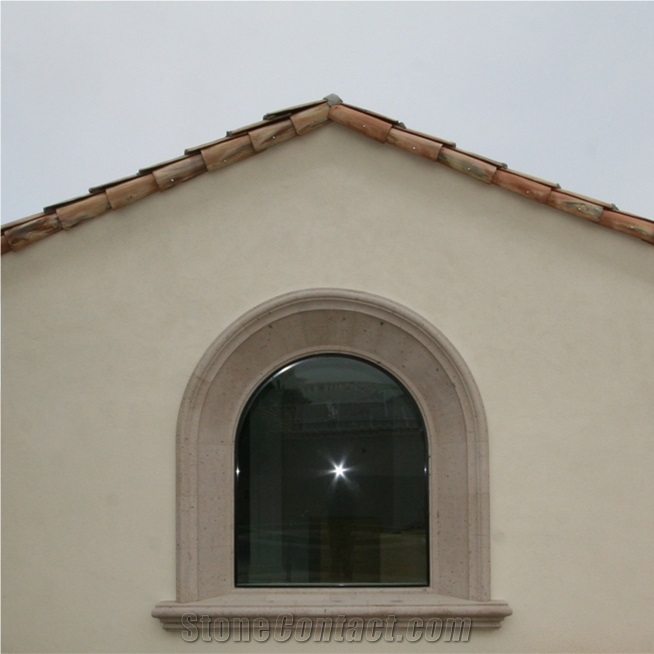 Arch Entrance Frame And Window Surround In Beige Limestone