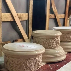 Beige Marble Column Capital