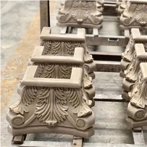Beige Marble Square Column Capitals
