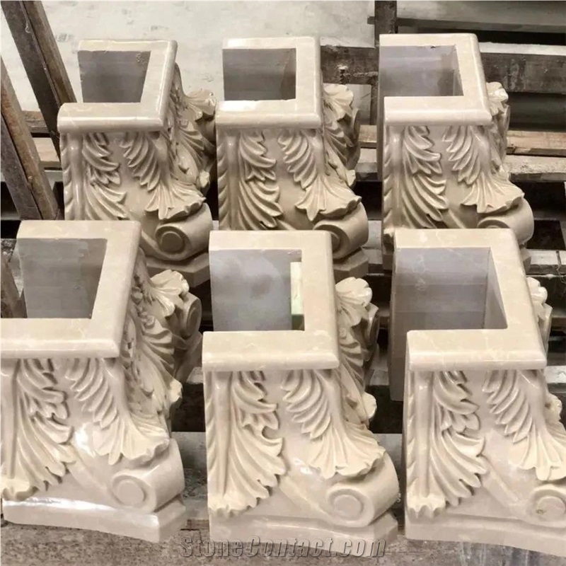 Beige Marble Square Column Capitals