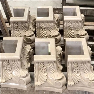 Beige Marble Square Column Capitals