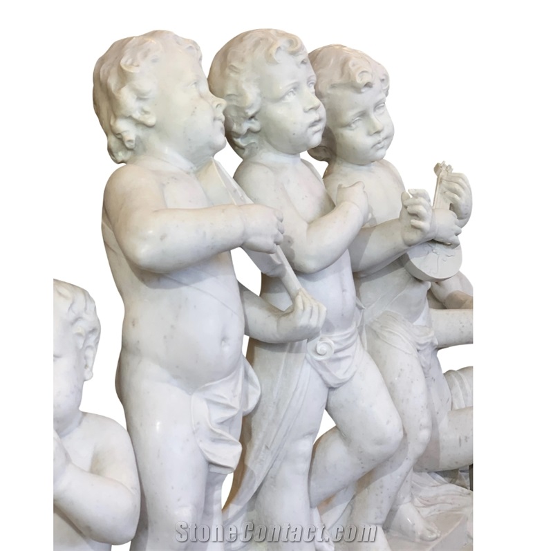 Cherubs White Marble Group Sculpture