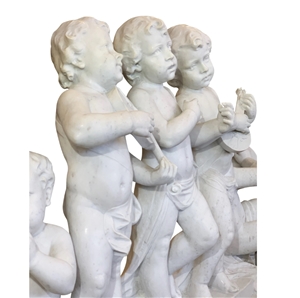 Cherubs White Marble Group Sculpture