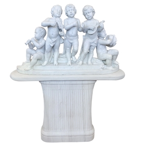 Cherubs White Marble Group Sculpture