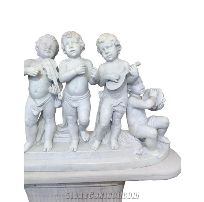 Cherubs White Marble Group Sculpture