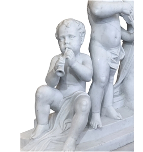 Cherubs White Marble Group Sculpture