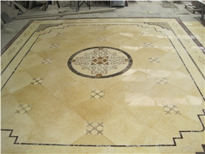 Cream Marble Waterjet Medallion Flooring Tiles