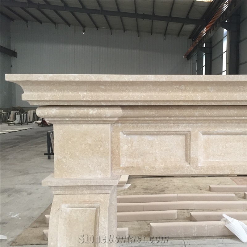 Crema Mani Beige Color Marble Fireplace
