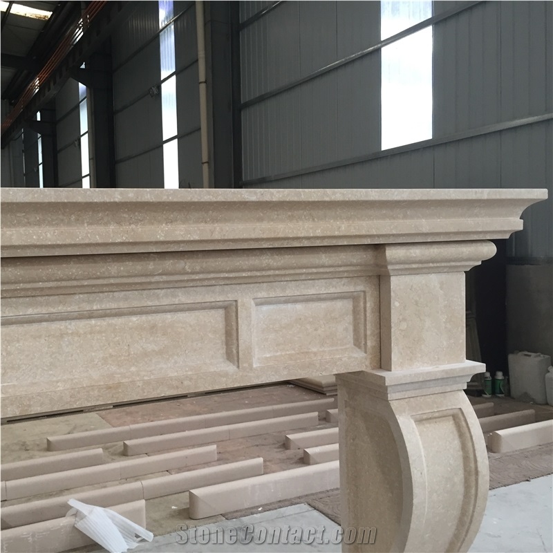 Crema Mani Beige Color Marble Fireplace