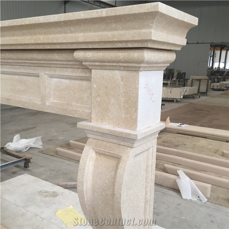 Crema Mani Beige Color Marble Fireplace