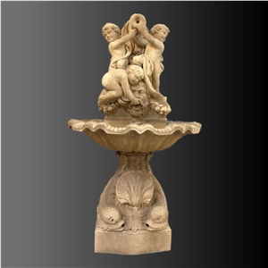 Free Standing Chureb Carving Marble Fountain