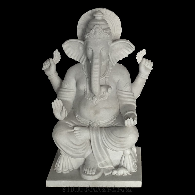 Gandha -Hastin God Statue In White Marble