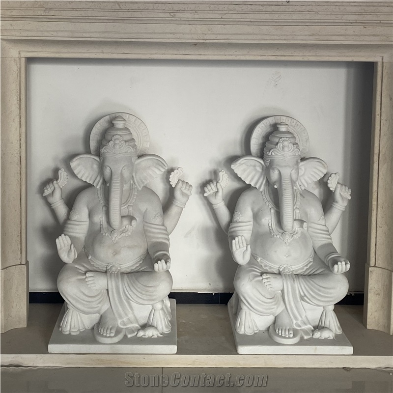 Gandha -Hastin God Statue In White Marble