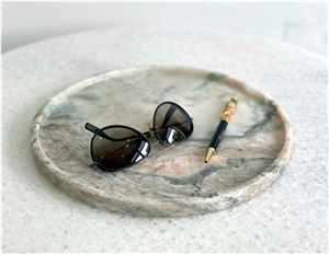 Green And White Color Marble Dish