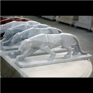 Leopard Red Marble Carving Sculpture