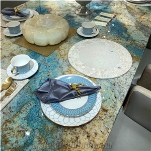 Luxury Fantasy Blue Marble Restaurant Table Top Luxury Fantasy Blue Marble Restaurant Table Top