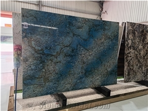 Luxury Fantasy Blue Marble Restaurant Table Top