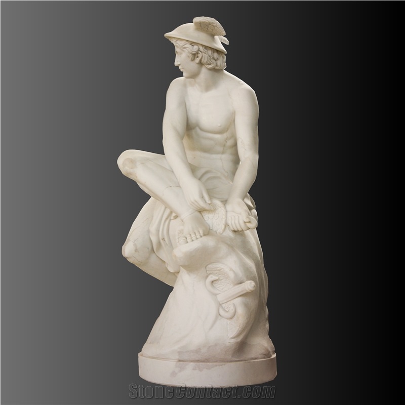 Mercury Statue In White Marble