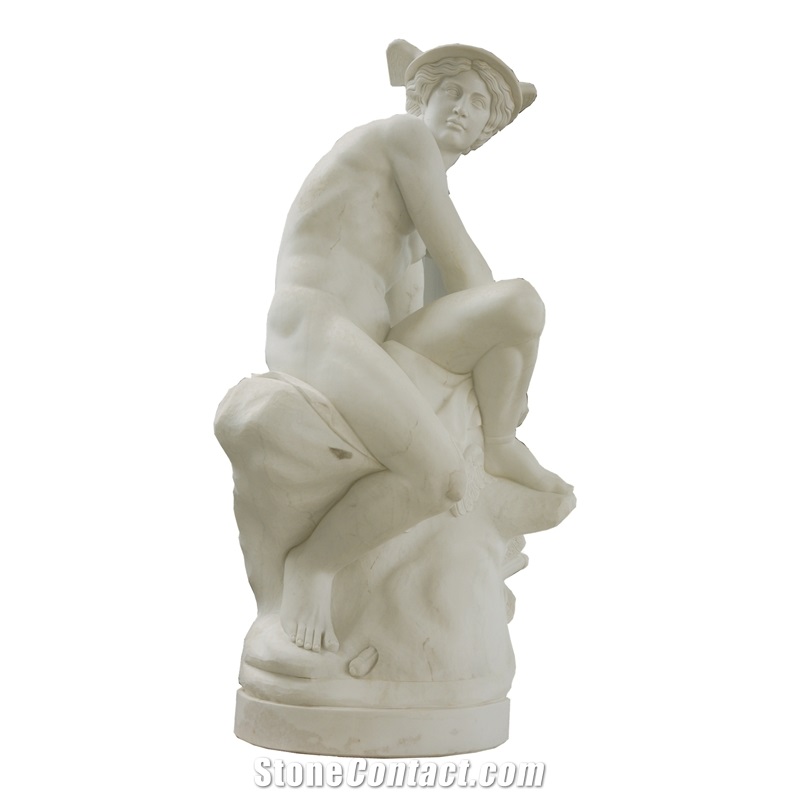 Mercury Statue In White Marble