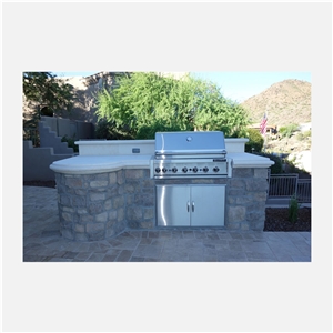 Outdoor Fireplace Mantel In White Limestone