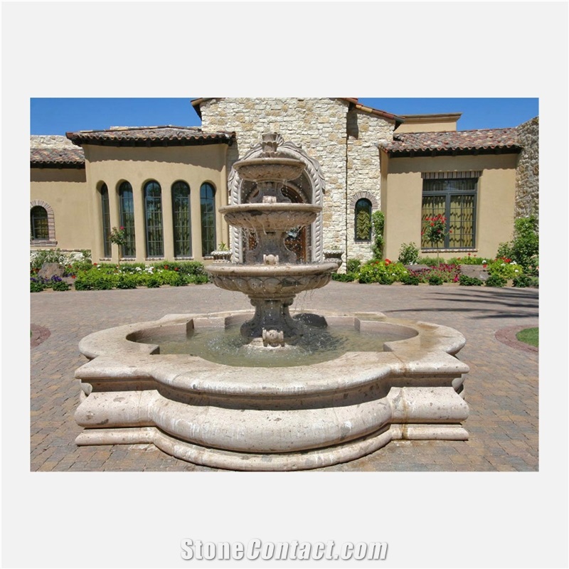 Troditional Beige Limestone Fountain 