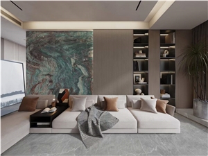 High Quality Polished Blue Velvet Green Backgroundwall Floor