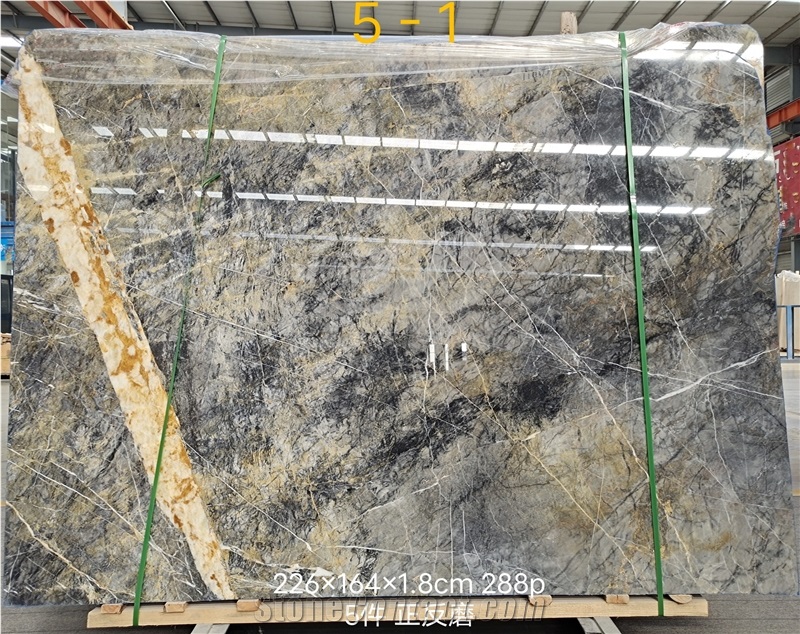 High Quality Polished Golden Grey Blue Marble For Interior