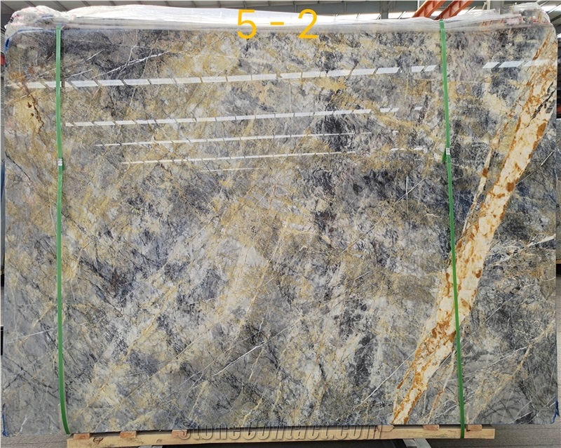 High Quality Polished Golden Grey Blue Marble For Interior