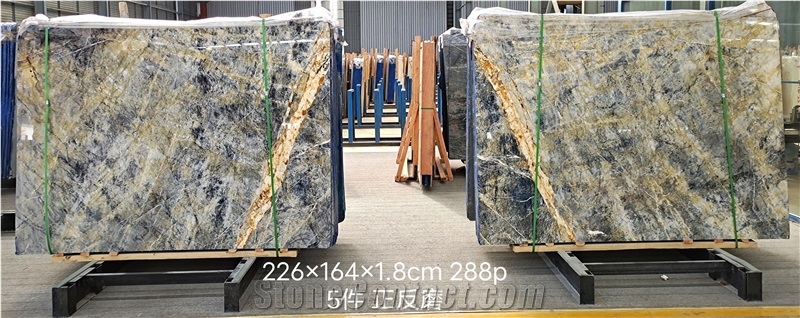 High Quality Polished Golden Grey Blue Marble For Interior