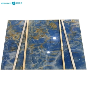 Luxury Polished Blue Onyx Slabs For Wall Flooring Tiles