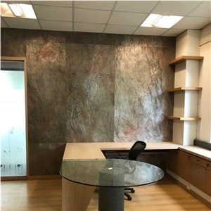 Slimline Standard Adhered Copper Gold Quartzite Tile 48X96