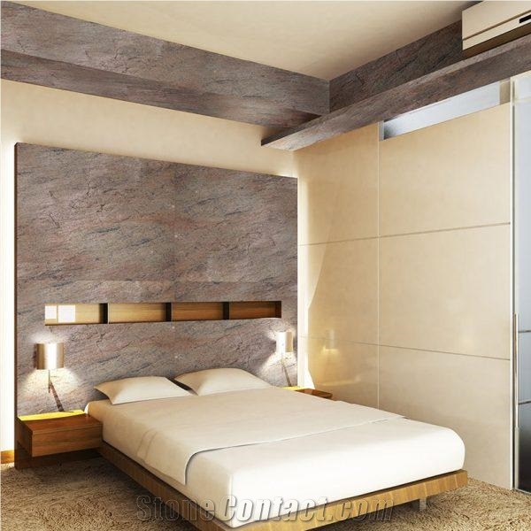 Slimline Standard Adhered Copper Gold Quartzite Tile 48X96