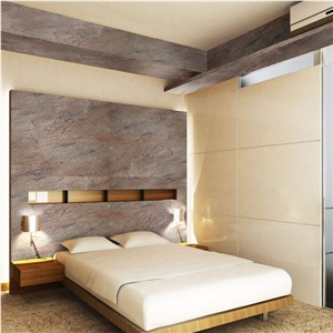 Slimline Standard Adhered Copper Gold Quartzite Tile 48X96