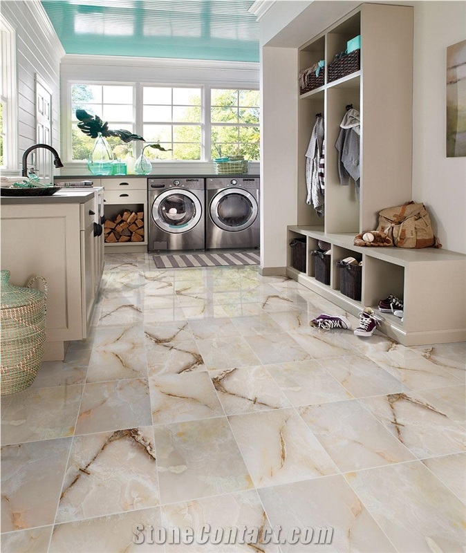 White Onyx Tile 12X12 Polished 0.37 Inch