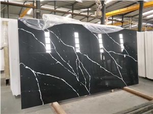 Aristone White Nero Marquina Engineered Marble Slab