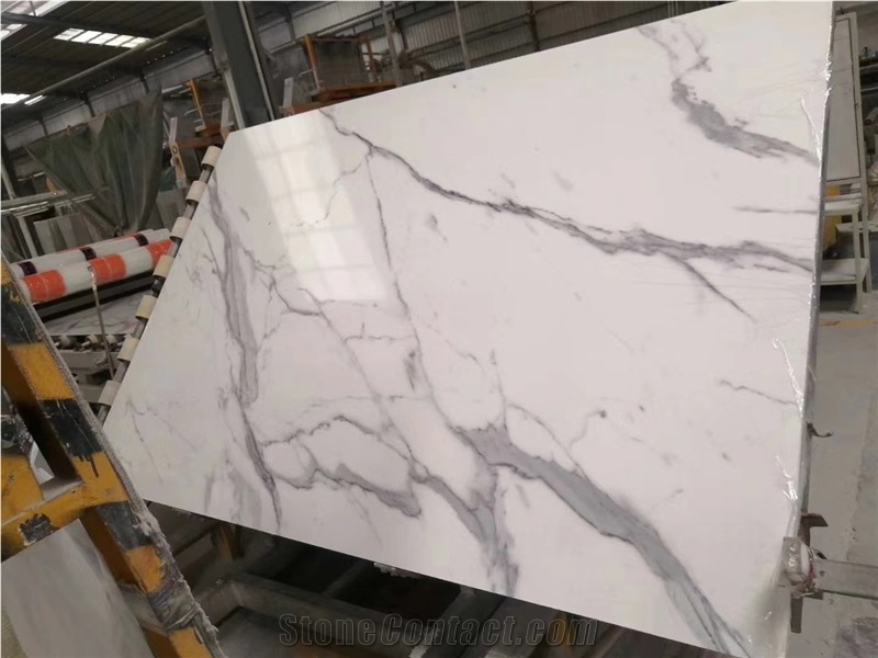 Calacatta White Engineered Marble Slab Book Match