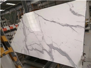 Calacatta White Engineered Marble Slab Book Match Calacatta White Engineered Marble Slab Book Match