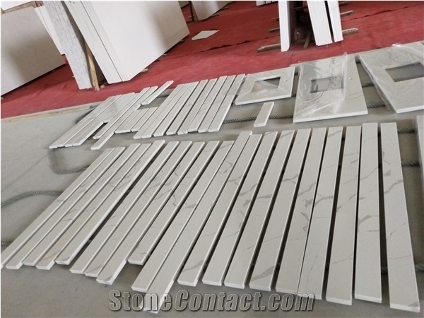 Calacatta White Quartz Kitchen Bar Top