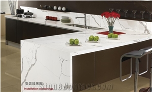 Calacatta White Quartz Kitchen Countertops