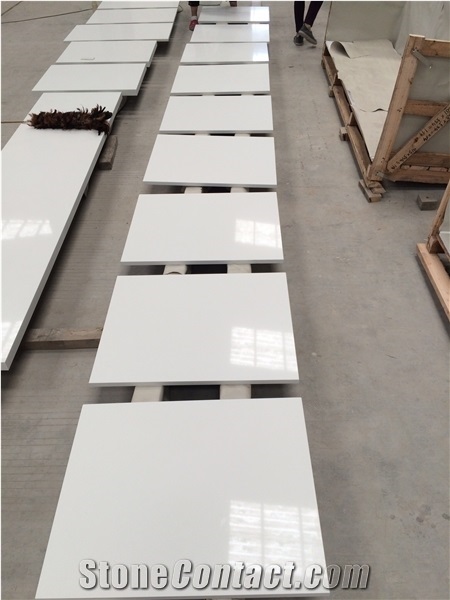 Plain Pure White Quartz Bathroom Countertops