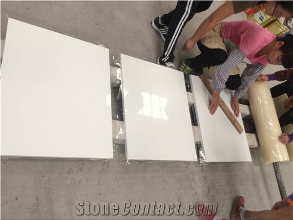 Plain Pure White Quartz Bathroom Countertops