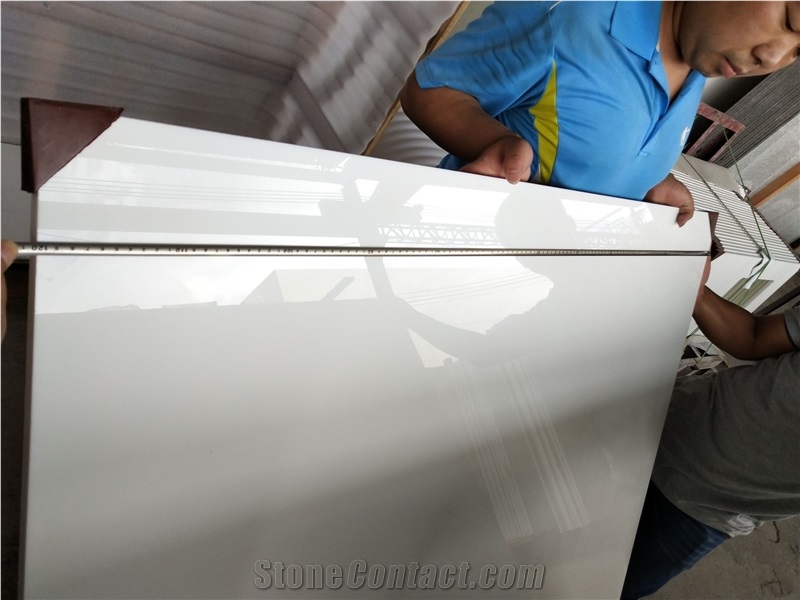 White Nano Glass Tile Crystallized Marble Slabs