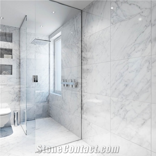 Oriental White Marble Custom Bathroom Application 1