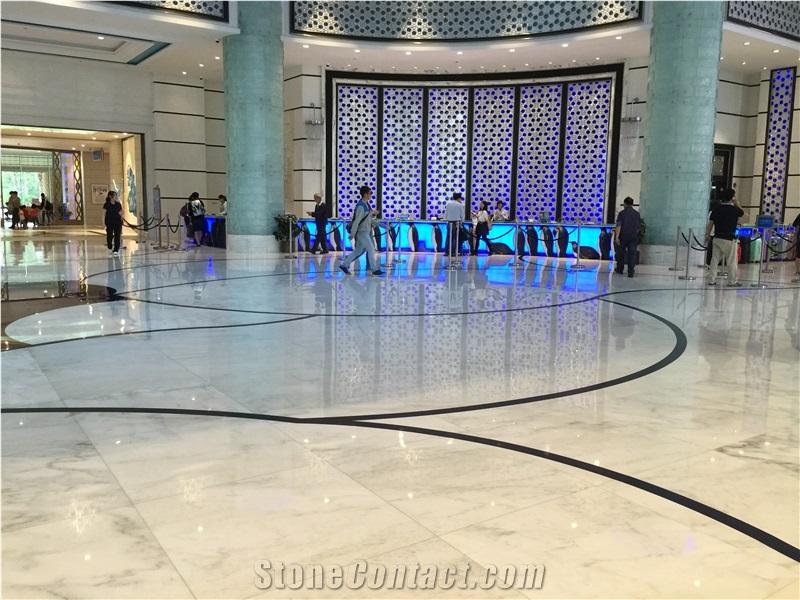 Oriental White Marble Custom Bathroom Application 1