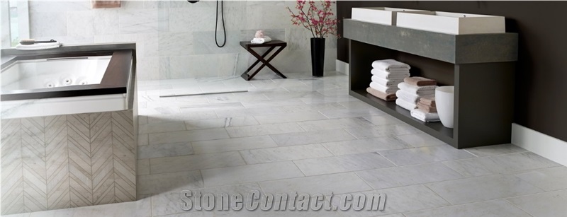 Oriental White Marble Custom Bathroom Application 1